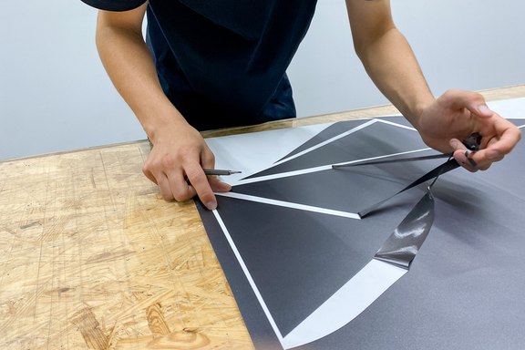 Folien Beschichtung in der Produktion Produktion, Folie, schneiden