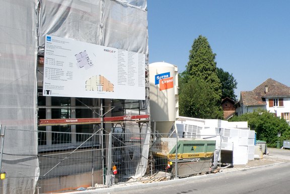 Baureklame an Gerüst Baureklame, Druckwerbung, Bautafeln, Neubauausschreiben, Baustellenwerbung