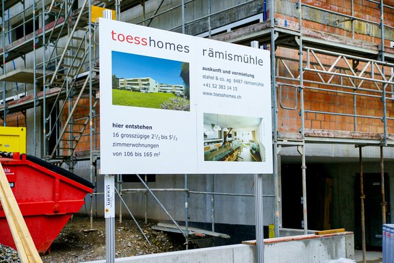 ATM3 Barstellenwerbung Aluminiumausführung Baureklame, Druckwerbung, Bautafeln, Neubauausschreiben, Baustellenwerbung