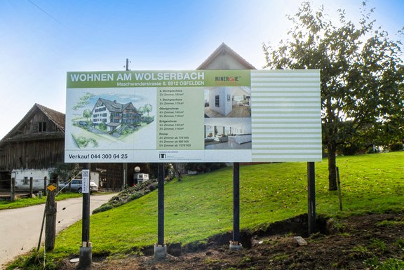 BR Schiess ITI Fundamente Baureklame, Druckwerbung, Bautafeln, Neubauausschreiben, Baustellenwerbung