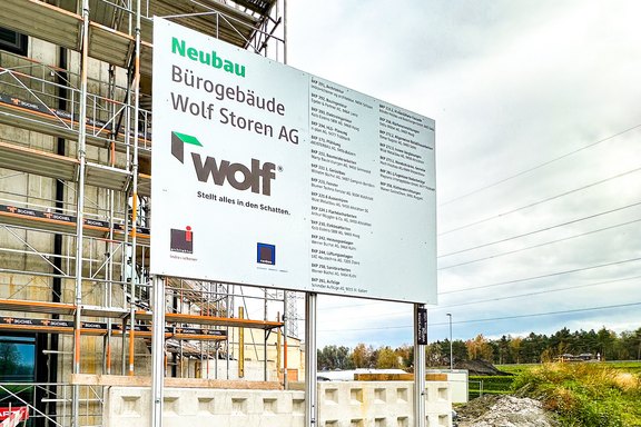 Wolf Storen, Baureklame, Beton Baureklame, Druckwerbung, Bautafeln, Neubauausschreiben, Baustellenwerbung
