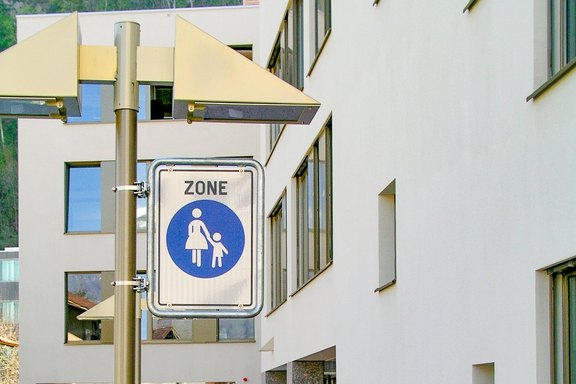 Fussgängerzone Beschriftung Fussgänger, Zonenbeschriftung, Schild, Ständer