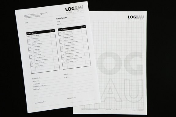 Log Bau - Rapport Papierblock, bedruckt, Notzibuch