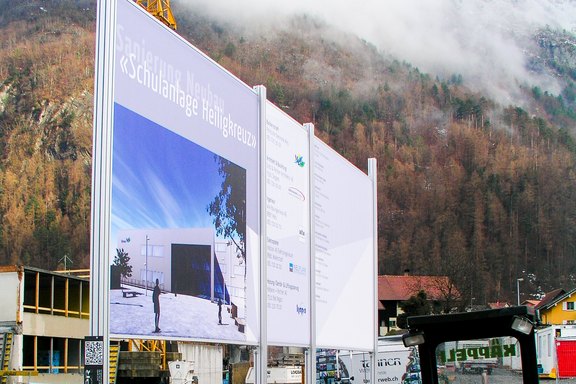 Alu-Banner Baureklame, Druckwerbung, Bautafeln, Neubauausschreiben, Baustellenwerbung