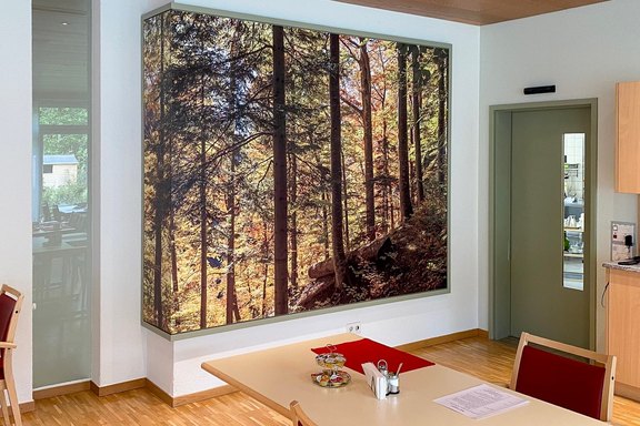 Altersheim Allmend - Wandbild bedruckt Wandbild, Wald, Platten, Holzplatten, bedruckt