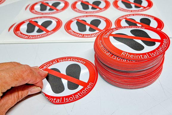 Rheintal Isolationen - Stop-Kleber Kleber, Warnung, Information, Druck