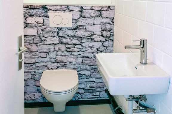 Toiletten Wandverkleidung Badezimmer, Toiletten, Wandbeschichtung, Steinmauer