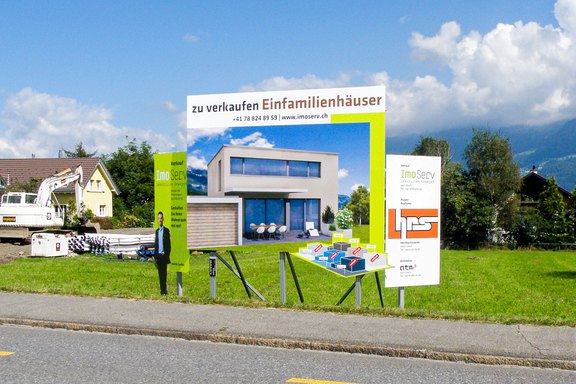 imoserv Grabs Kanya Baureklame Baureklame, Druckwerbung, Bautafeln, Neubauausschreiben, Baustellenwerbung