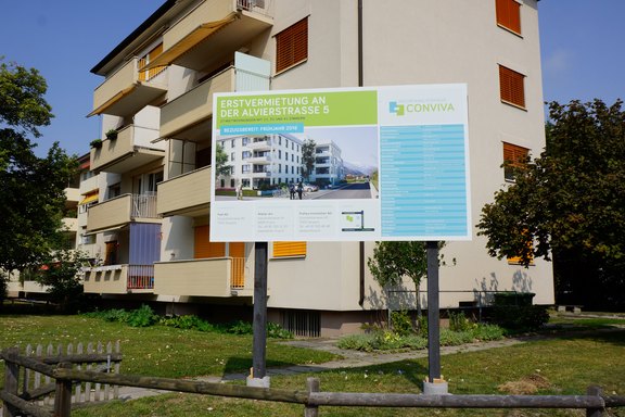 Baustellentafel Alvierstrasse Baureklame, Druckwerbung, Bautafeln, Neubauausschreiben, Baustellenwerbung