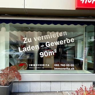 Haus Zentrum - Schaufensterbeschriftung als Werbung für Ihre Liegenschaft