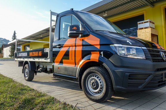 Gantenbein Holzbau - Pritschenwagen Nissan, Pritschenwagen, Werbung, Folie