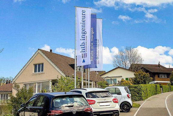 Geoinfra - Fahnen Fahnenmast, Fahnen, bedruck