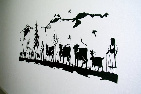 Wandtattoo im Schärenschnitt Stil Wandtattoo, Wandfolie, konturgeschnitten