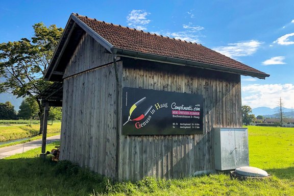 Compliment - Tafeln an Scheune Scheune, Fassade, Werbung, Druck