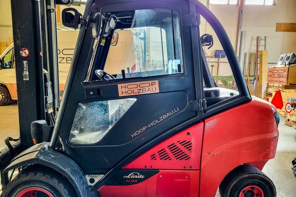 Hoop Holzbau - Staplerbeschriftung Stapler, Kranen, Beschriftung, Folie