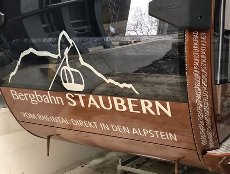 Berggasthaus Staubern Gondelbahn geschnittene Folie