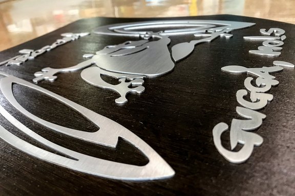 Fröschäguggä - Wappen mit Reliefschriften Dekorschild, Dekoration, 3D-Effekt