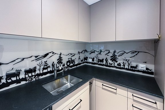 bedruckte Küchenrückwand aus Acryl Wohndekor, Küchendekoration, Rückwand, Druck, Kunststoff